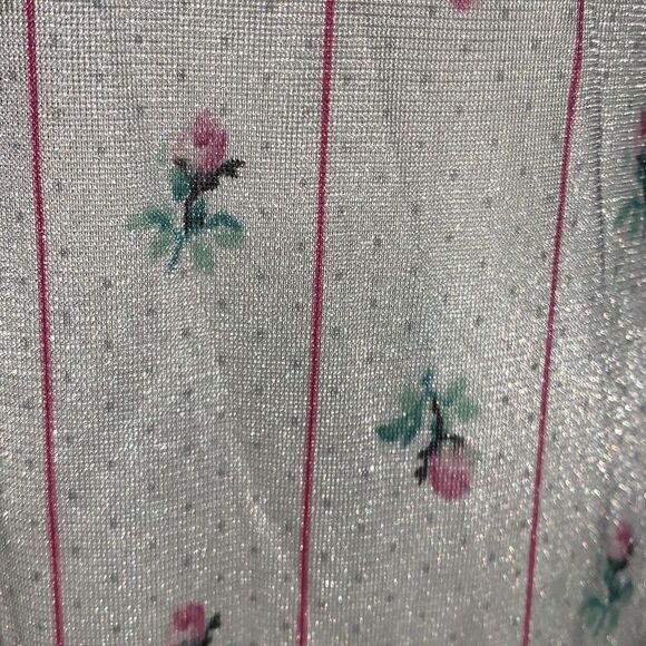 Vintage Sears Slip Dress Nylon Shiny Nightgown Lingerie Floral Stripe Size Small - Picture 8 of 15